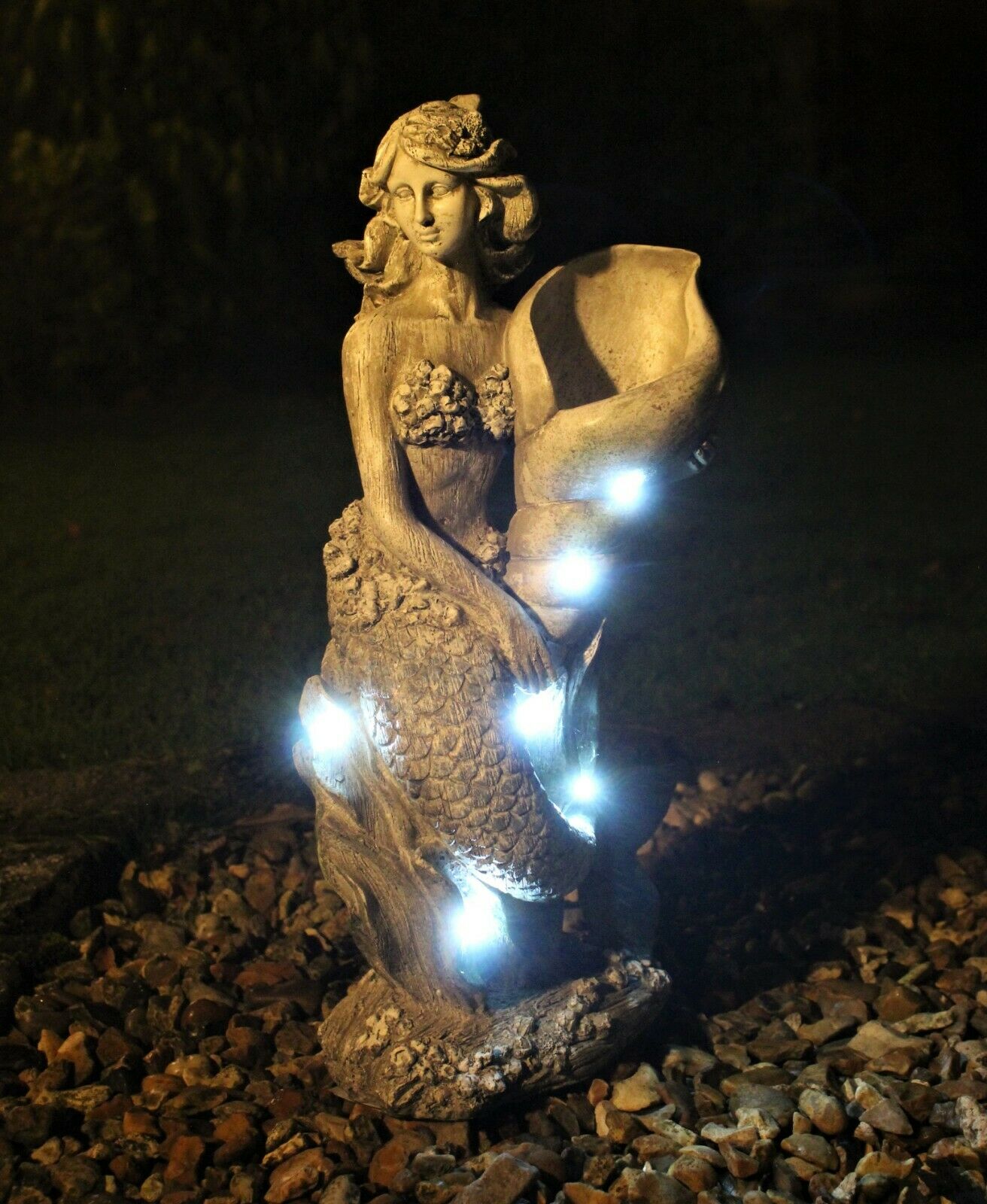 Solar Powered Fairy Mermaid Stone Effect Statue - Image 2