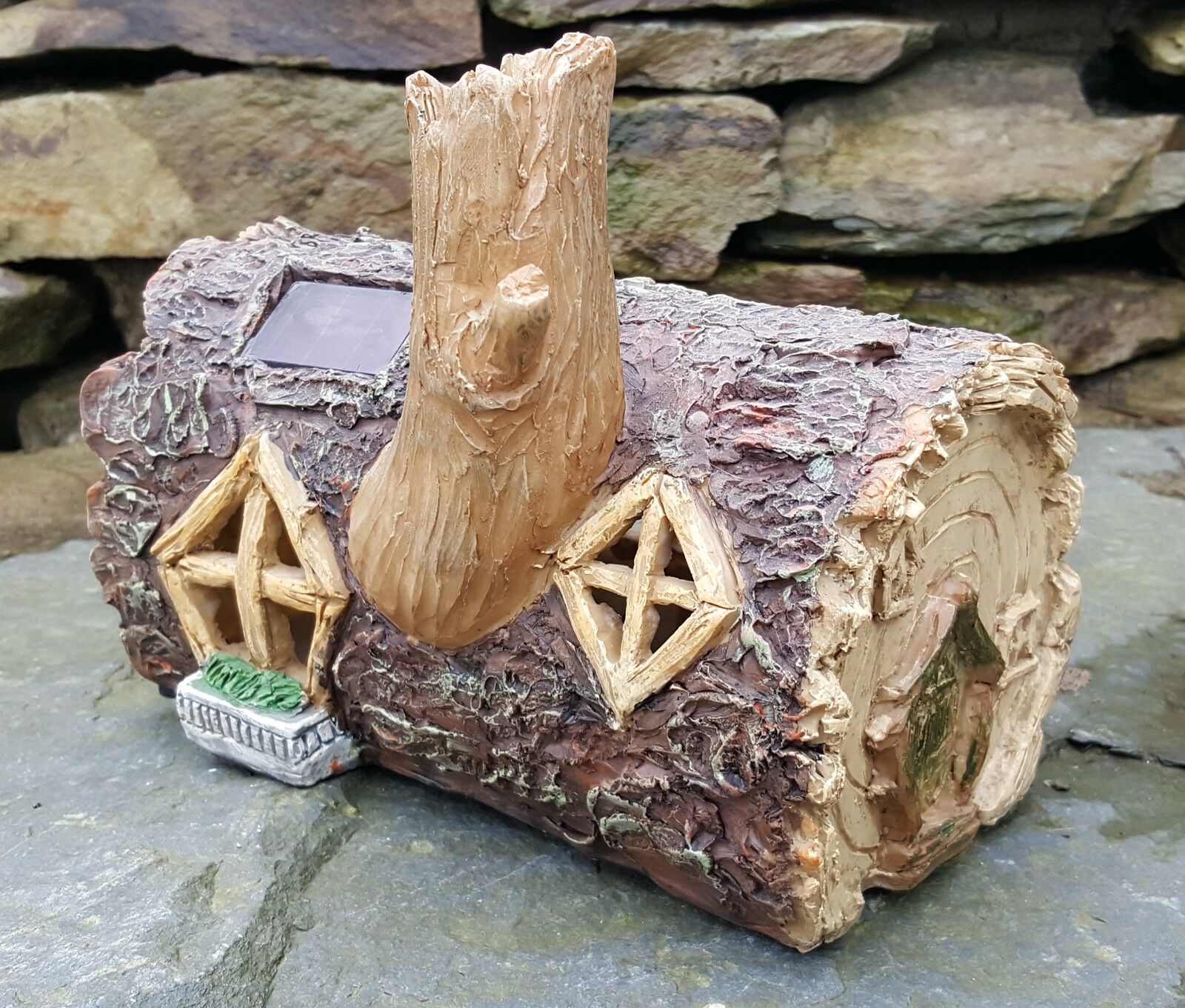 Solar Powered Log Mystical Fairy House - Colour Changing - Image 2
