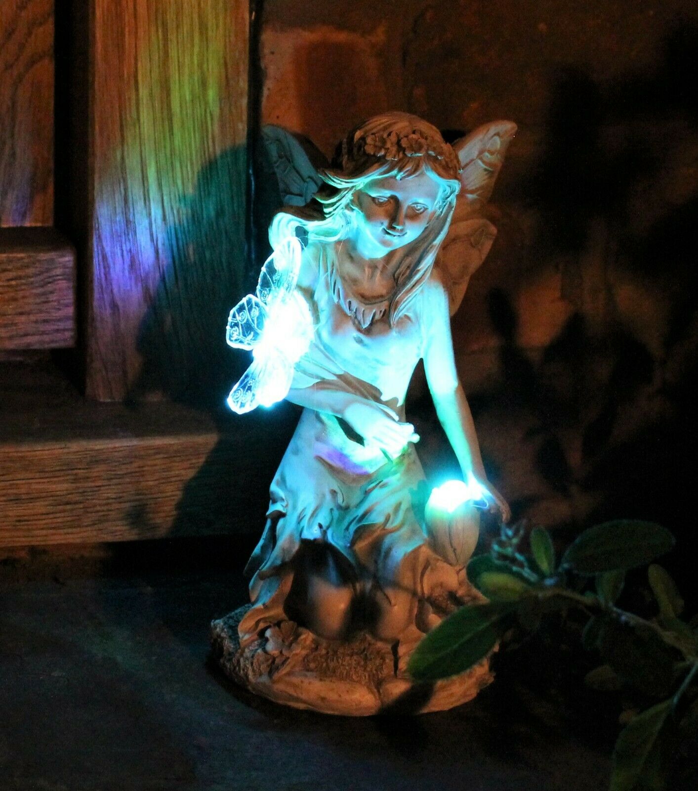 Solar Grey Kneeling Fairy Garden Ornament - Image 2