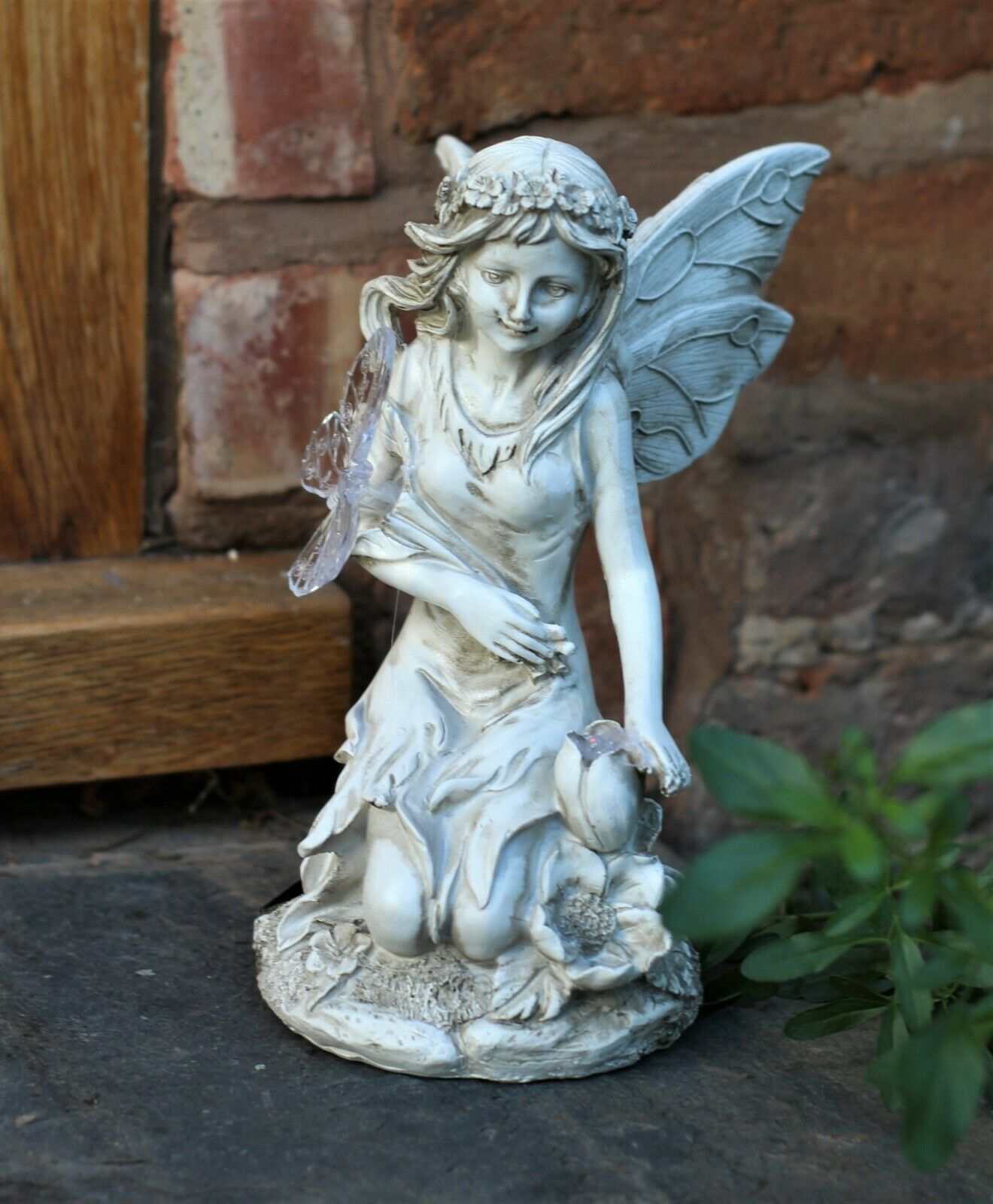 Solar Grey Kneeling Fairy Garden Ornament - Image 3