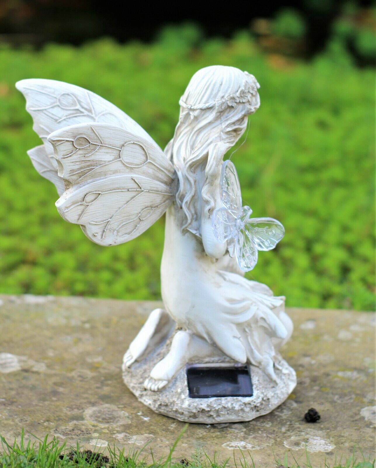 Solar Grey Kneeling Fairy Garden Ornament - Image 4
