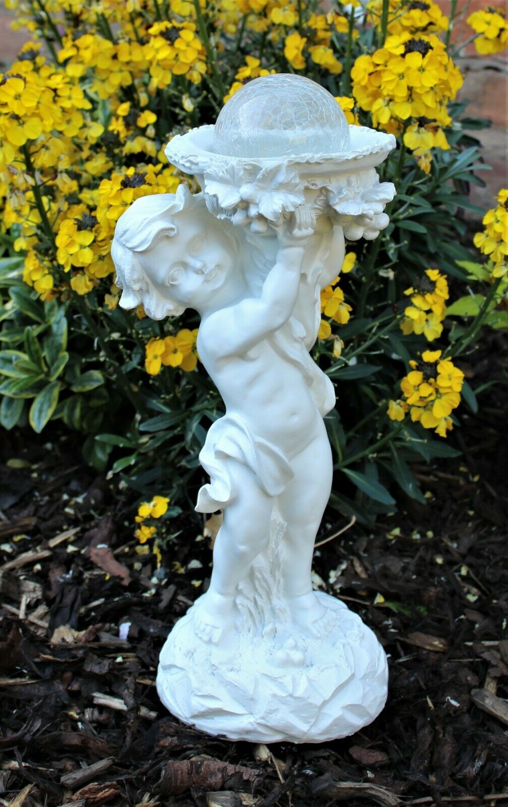 Solar Powered Ornament Cherub Garden Statue - Image 8