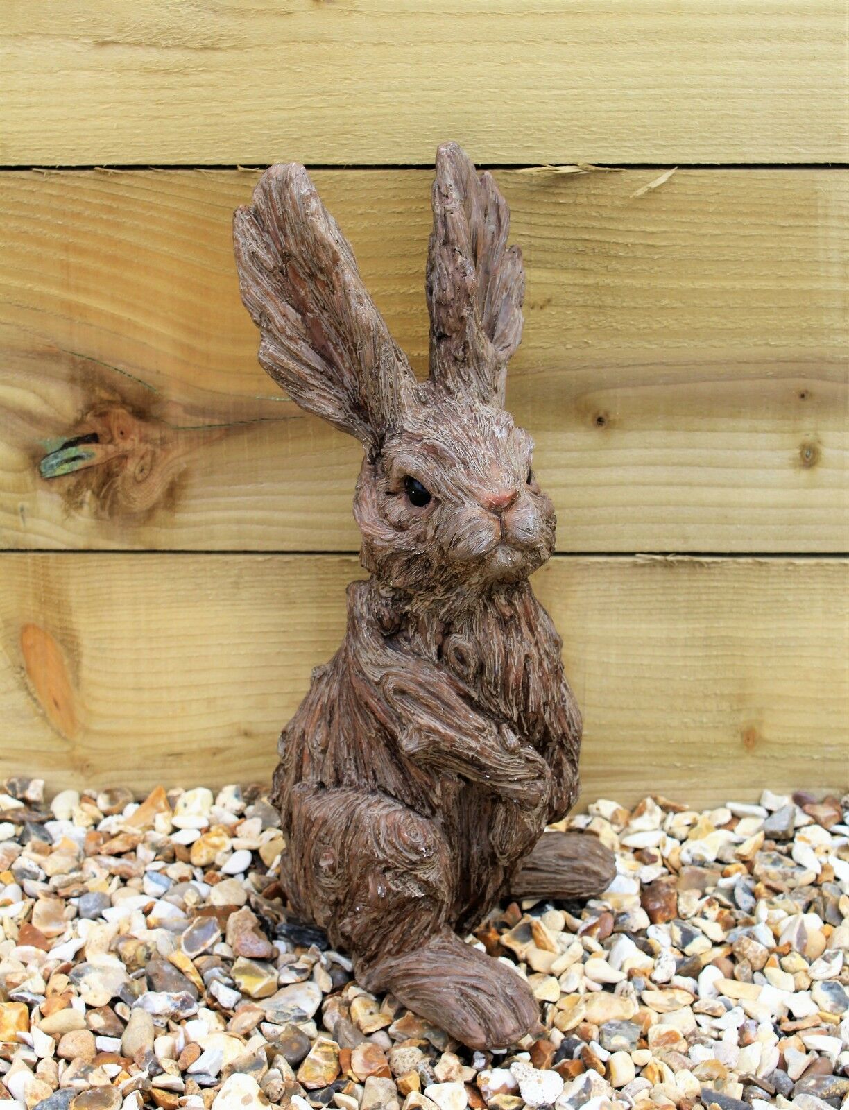 Wild Hare Garden Ornament - Wood Effect - Image 7