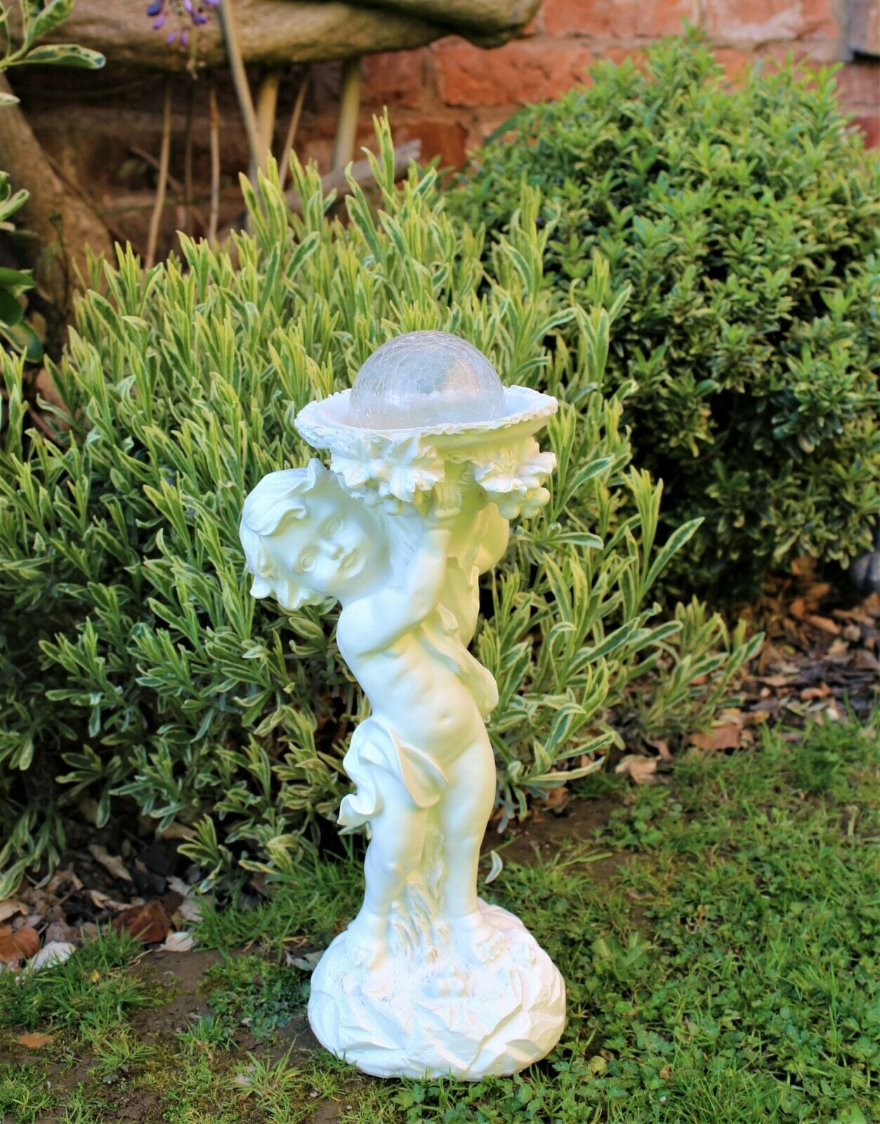 Solar Powered Ornament Cherub Garden Statue - Image 3