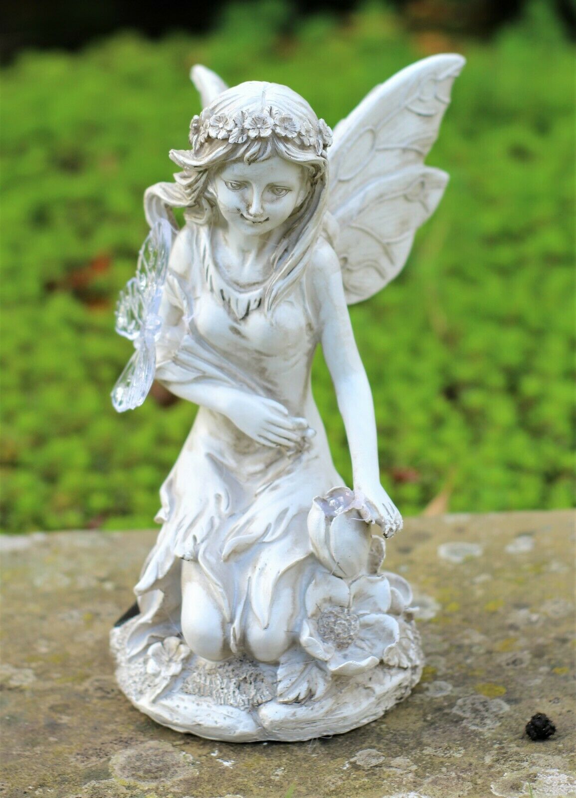 Solar Grey Kneeling Fairy Garden Ornament - Image 7