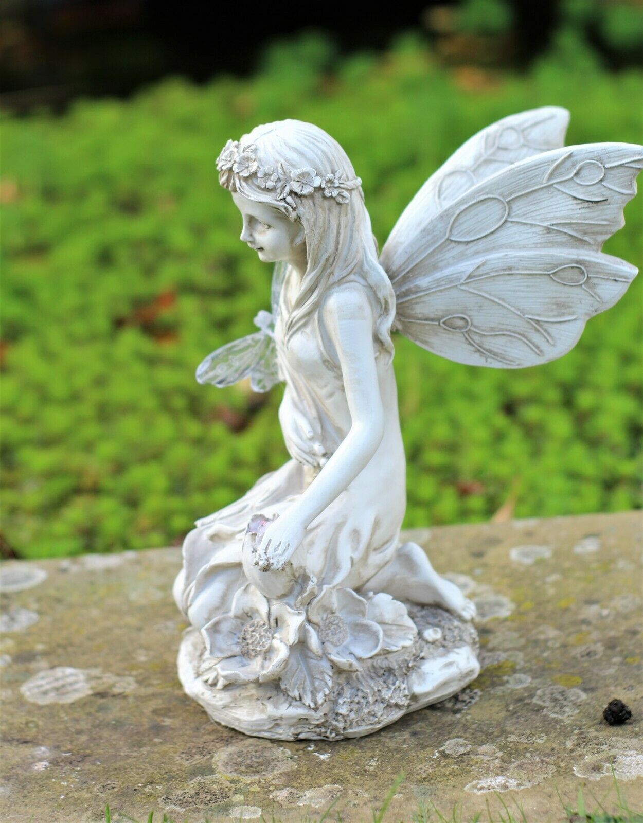 Solar Grey Kneeling Fairy Garden Ornament - Image 6