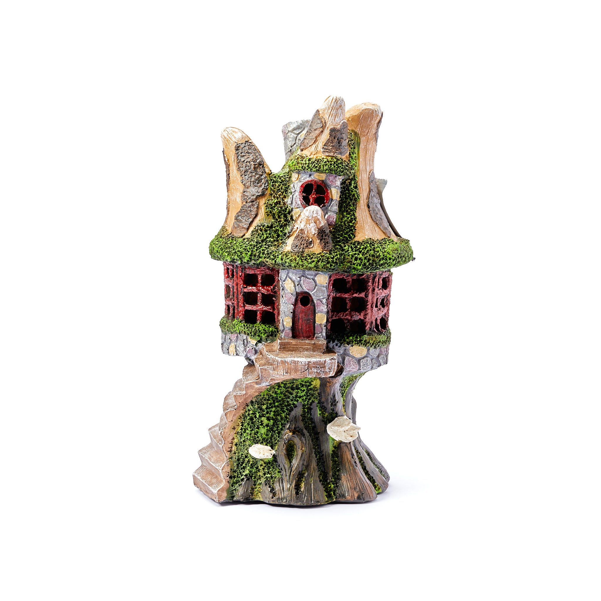 Solar Powered Fairy Tree Log House & Mushrooms - Image 3