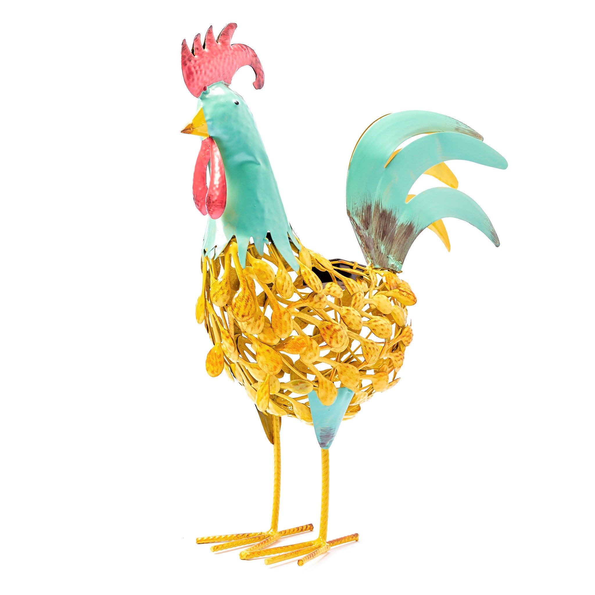 Solar Powered Metal Silhouette Cockerel Chicken Hen Garden Ornament - Image 2