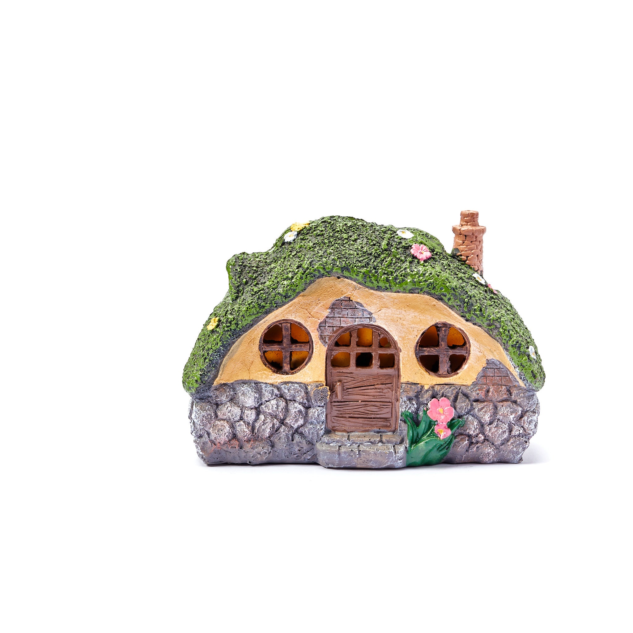 Solar Powered Fairy House - Green Grass Roof - Image 2