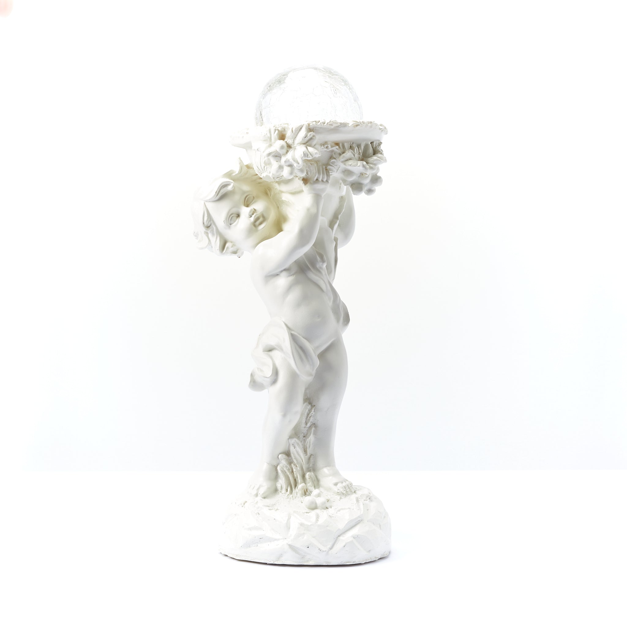 Solar Powered Ornament Cherub Garden Statue
