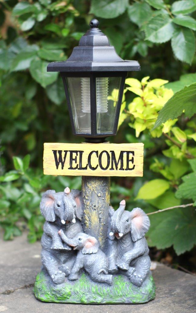 Solar Powered Elephant Welcome Ornament - Image 2