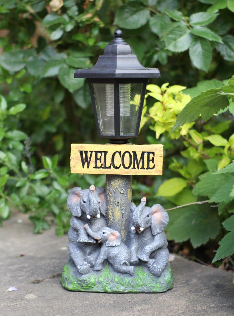 Solar Powered Elephant Welcome Ornament - Image 3